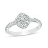 Thumbnail Image 0 of 0.25 CT. T.W. Baguette and Round Diamond Tilted Cushion Frame Art Deco Ring in 10K White Gold