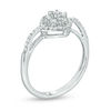 Thumbnail Image 2 of 0.25 CT. T.W. Baguette and Round Diamond Tilted Cushion Frame Art Deco Ring in 10K White Gold