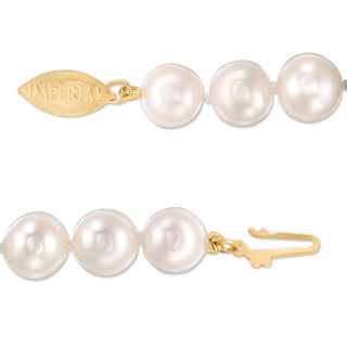 IMPERIAL® 7.0-8.0mm Freshwater Cultured Pearl Strand Bracelet with 14K Gold Fish-Hook Clasp-7.5"