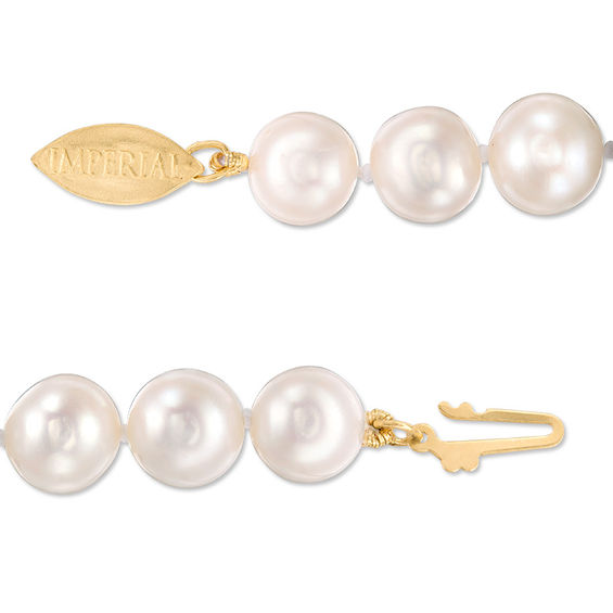 IMPERIAL® 7.0-8.0mm Freshwater Cultured Pearl Strand Bracelet with 14K Gold Fish-Hook Clasp-7.5"