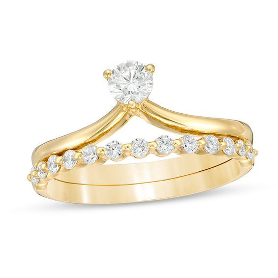 0.50 CT. T.W. Diamond Chevron Bridal Set in 14K Gold | Peoples Jewellers