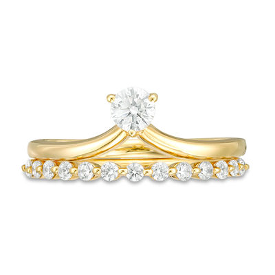 0.50 CT. T.W. Diamond Chevron Bridal Set in 14K Gold