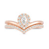 0.50 CT. T.W. Pear-Shaped Diamond Frame Chevron Bridal Set in 14K Rose Gold