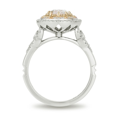 Enchanted Disney Aladdin 1.45 CT. T.W. Oval Diamond Double Frame Engagement Ring in 14K Two-Tone Gold