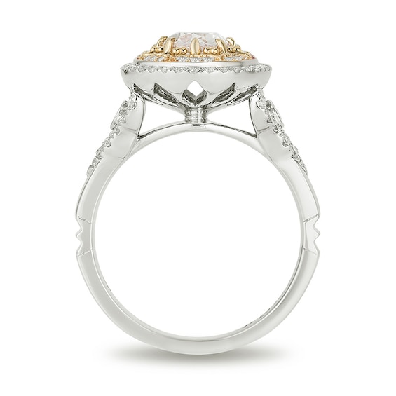 Enchanted Disney Aladdin 1.45 CT. T.W. Oval Diamond Double Frame Engagement Ring in 14K Two-Tone Gold