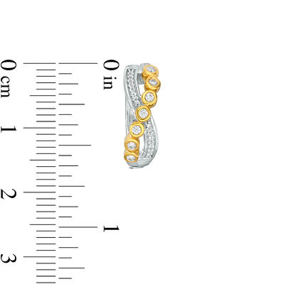 0.18 CT. T.W. Diamond Bezel-Set Crossover Hoop Earrings in 10K Two-Tone Gold