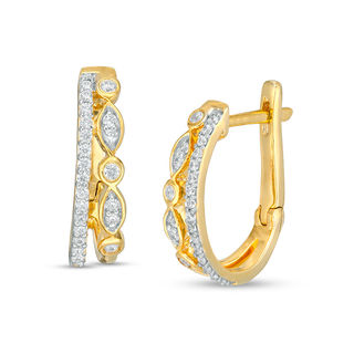 0.23 CT. T.W. Diamond Double Row Hoop Earrings in 10K Gold