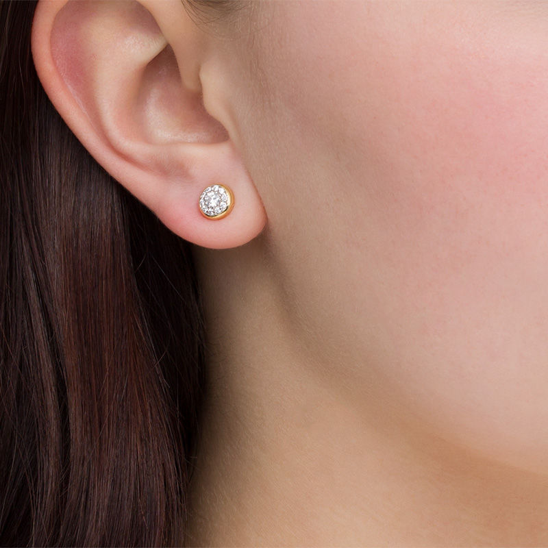 0.29 CT. T.W. Diamond Frame Stud Earrings in 10K Gold|Peoples Jewellers