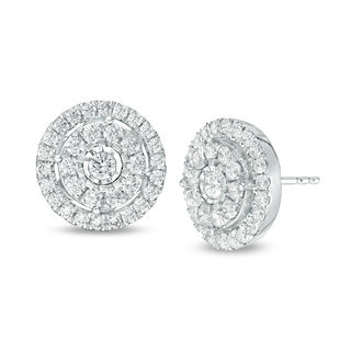 0.95 CT. T.W. Diamond Double Frame Stud Earrings in 10K White Gold