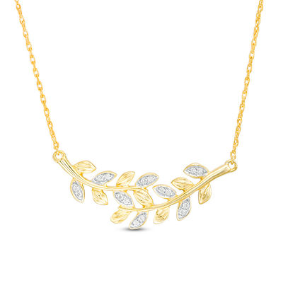 0.065 CT. T.W. Diamond Leaf Vine Necklace in 10K Gold