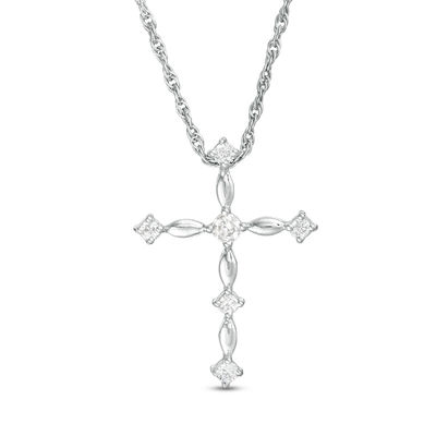 0.085 CT. T.W. Diamond Cross Pendant in 10K White Gold