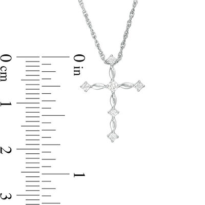 0.085 CT. T.W. Diamond Cross Pendant in 10K White Gold