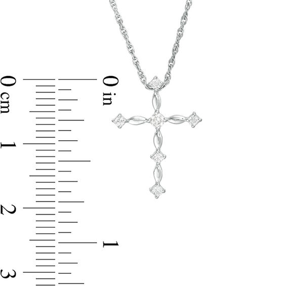 0.085 CT. T.W. Diamond Cross Pendant in 10K White Gold