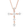 0.085 CT. T.W. Diamond Cross Pendant in 10K Rose Gold