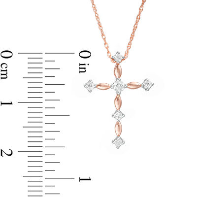 0.085 CT. T.W. Diamond Cross Pendant in 10K Rose Gold