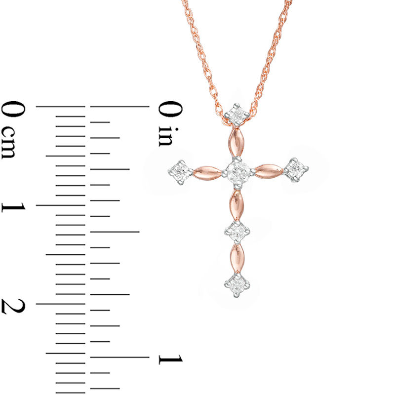 0.085 CT. T.W. Diamond Cross Pendant in 10K Rose Gold|Peoples Jewellers