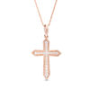 Thumbnail Image 0 of 0.145 CT. T.W. Diamond Vintage-Style Cross Pendant in 10K Rose Gold