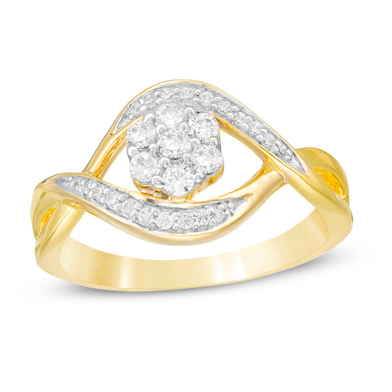 0.29 CT. T.W. Composite Diamond Bypass Twist Ring in 10K Gold|Peoples Jewellers
