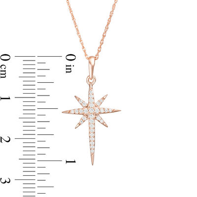 0.115 CT. T.W. Diamond Eight-Point Star Pendant in 10K Rose Gold