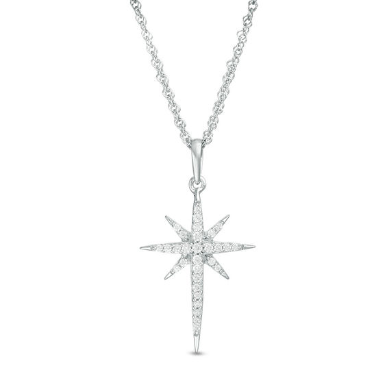 0.115 CT. T.W. Diamond Eight-Point Star Pendant in 10K Gold