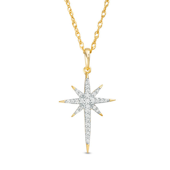 0.115 CT. T.W. Diamond Eight-Point Star Pendant in 10K Gold