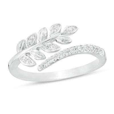 0.115 CT. T.W. Diamond Leaf Vine Wrap Ring in Sterling Silver