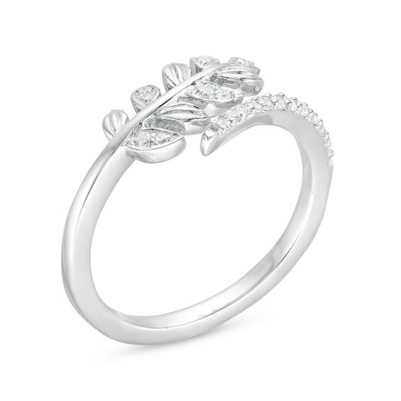 0.115 CT. T.W. Diamond Leaf Vine Wrap Ring in Sterling Silver