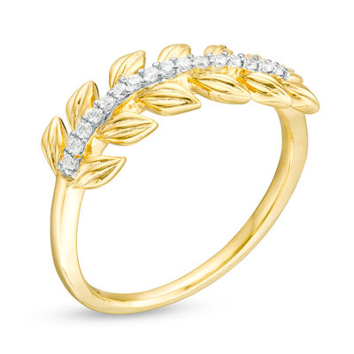 0.085 CT. T.W. Diamond Curved Leaf Vine Ring in 10K Gold