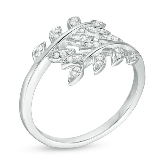 0.117 CT. T.W. Diamond Double Leaf Vine Wrap Ring in Sterling Silver