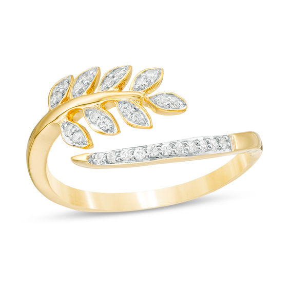 0.116 CT. T.W. Diamond Leaf Vine Wrap Ring in 10K Gold