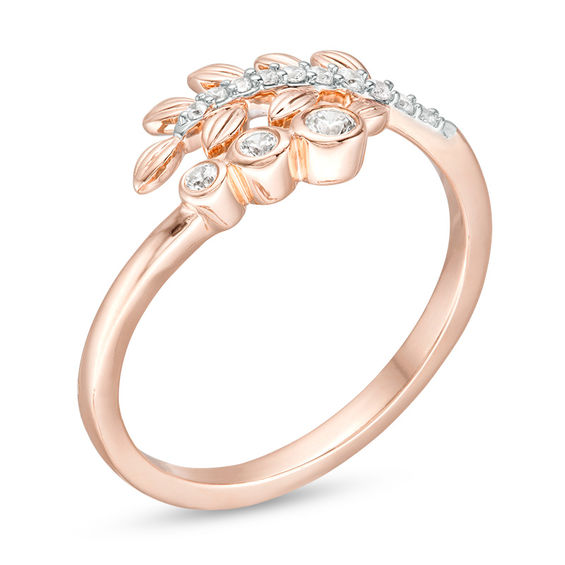 0.085 CT. T.W. Diamond Vine Wrap Ring in 10K Rose Gold