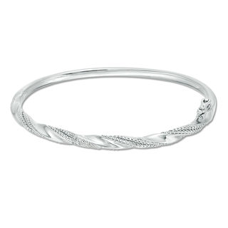 0.09 CT. T.W. Diamond Twist Bangle in Sterling Silver