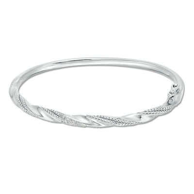 0.09 CT. T.W. Diamond Twist Bangle in Sterling Silver