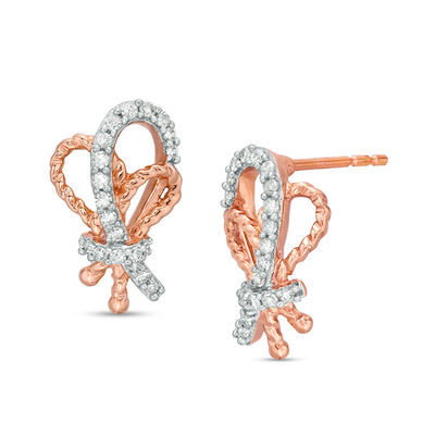 0.18 CT. T.W. Diamond Knot Drop Earrings in 10K Rose Gold