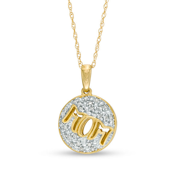 0.085 CT. T.W. Diamond "MOM" Outline Pendant in 10K Gold