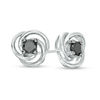 Thumbnail Image 0 of 0.23 CT. T.W. Black Diamond Solitaire Love Knot Stud Earrings in 10K White Gold