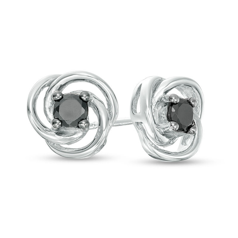CT. T.W. Black Diamond Solitaire Love Knot Stud Earrings in 10K Gold|Peoples Jewellers