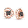 Thumbnail Image 0 of 0.23 CT. T.W. Black Diamond Solitaire Love Knot Stud Earrings in 10K Rose Gold