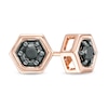 Thumbnail Image 0 of 0.23 CT. T.W. Black Diamond Solitaire Hexagon Stud Earrings in 10K Rose Gold