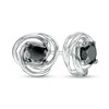 Thumbnail Image 1 of 0.69 CT. T.W. Black Diamond Solitaire Love Knot Stud Earrings in 10K White Gold