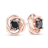 Thumbnail Image 1 of 0.69 CT. T.W. Black Diamond Solitaire Love Knot Stud Earrings in 10K Rose Gold