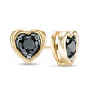 Thumbnail Image 0 of 0.69 CT. T.W. Black Diamond Solitaire Heart Stud Earrings in 10K Gold