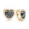 Thumbnail Image 1 of 0.95 CT. T.W. Black Diamond Solitaire Heart Stud Earrings in 10K Gold