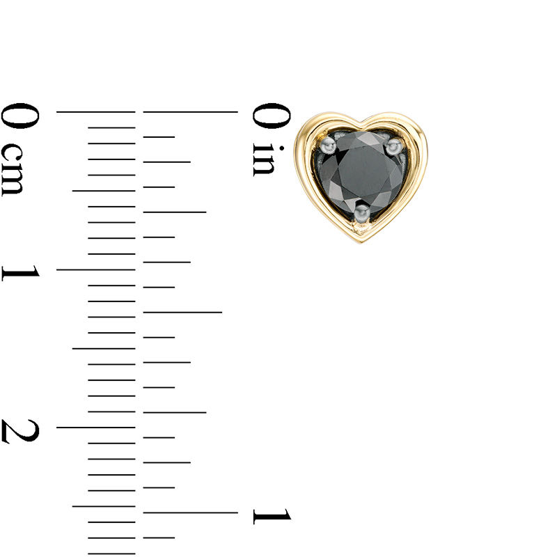 Main Image 3 of 0.95 CT. T.W. Black Diamond Solitaire Heart Stud Earrings in 10K Gold