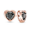 Thumbnail Image 1 of 0.95 CT. T.W. Black Diamond Solitaire Heart Stud Earrings in 10K Rose Gold