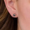 Thumbnail Image 2 of 0.95 CT. T.W. Black Diamond Solitaire Heart Stud Earrings in 10K Rose Gold