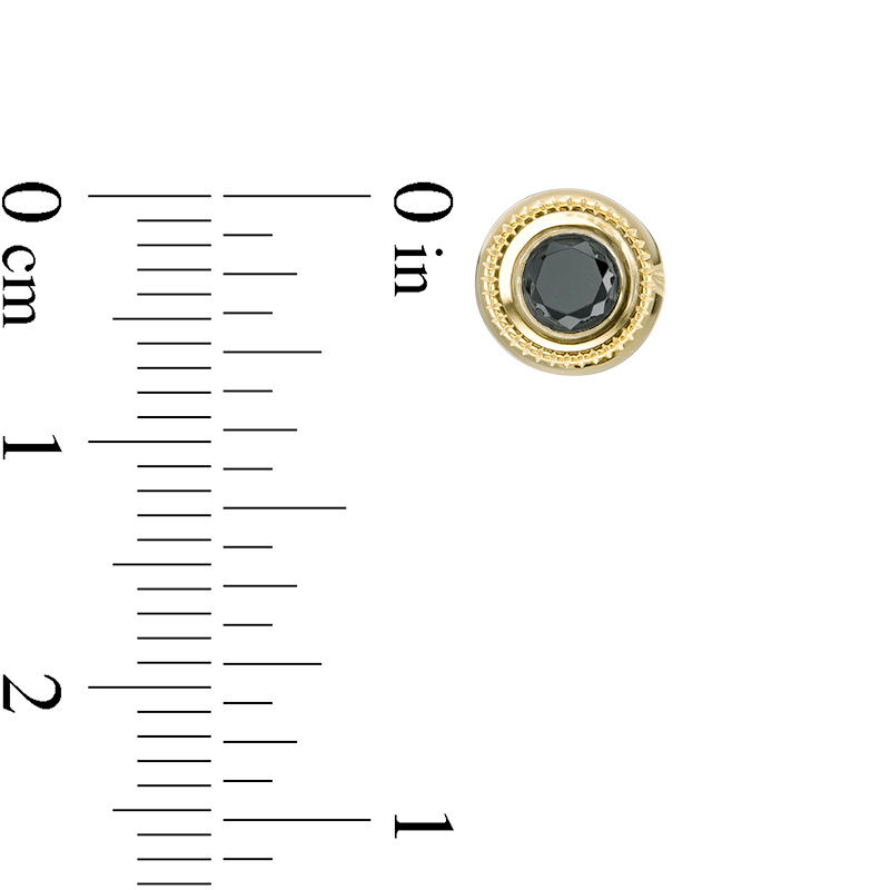 Main Image 3 of 0.69 CT. T.W. Black Diamond Bezel-Set Solitaire Vintage-Style Stud Earrings in 10K Gold