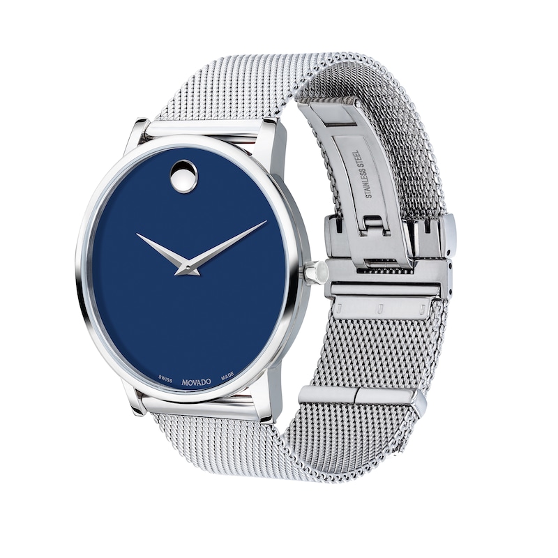 Main Image 3 of Men's Movado Museum® Classic Mesh Watch with Blue Dial (Model: 0607349)