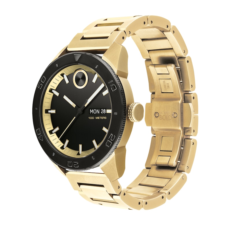 Men's Movado Bold® Gold-Tone Watch with Black Dial (Model: 3600605)|Peoples Jewellers