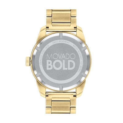 Men's Movado Bold® Gold-Tone Watch with Black Dial (Model: 3600605)